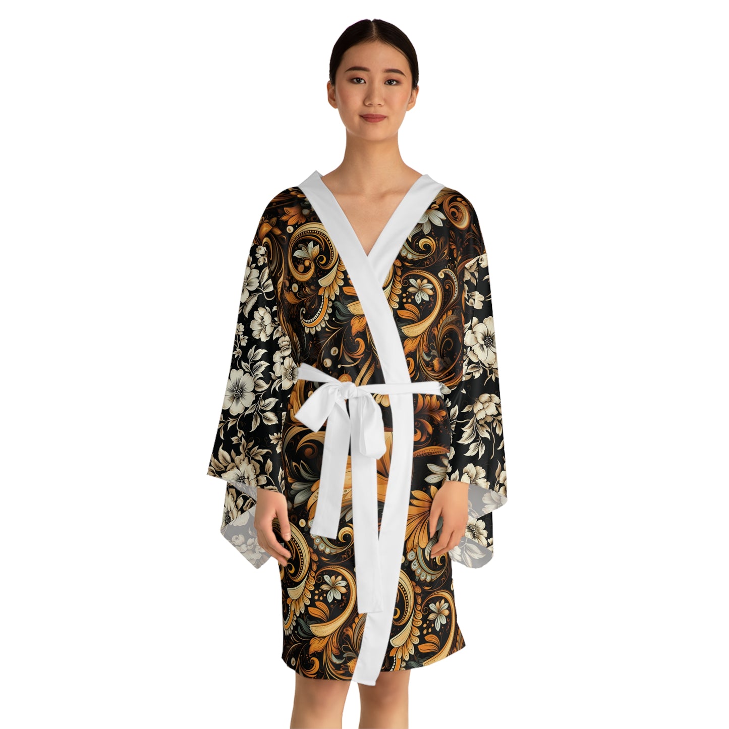 Floral Long Sleeve Kimono Robe (AOP)