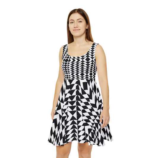 Printed Geometric Skater Dress !