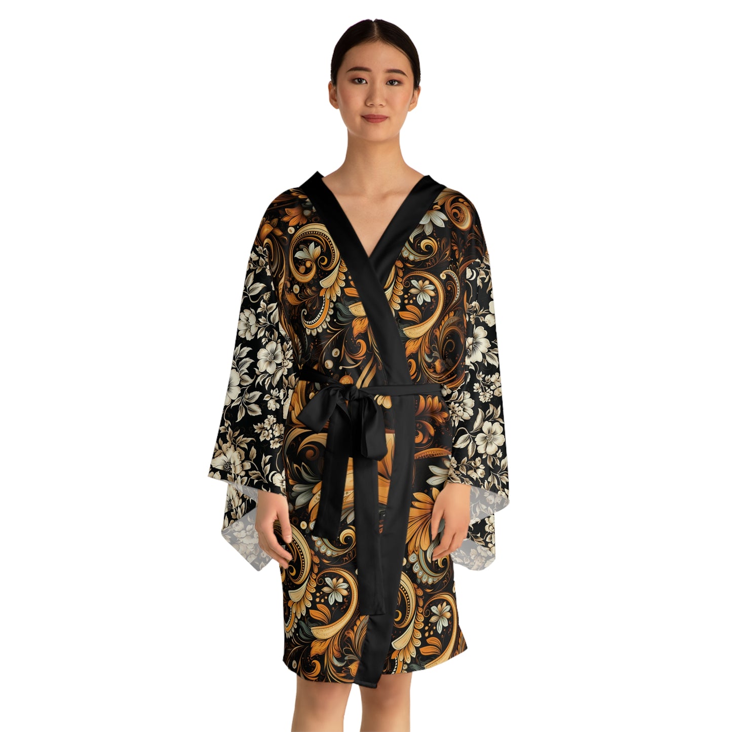 Floral Long Sleeve Kimono Robe (AOP)