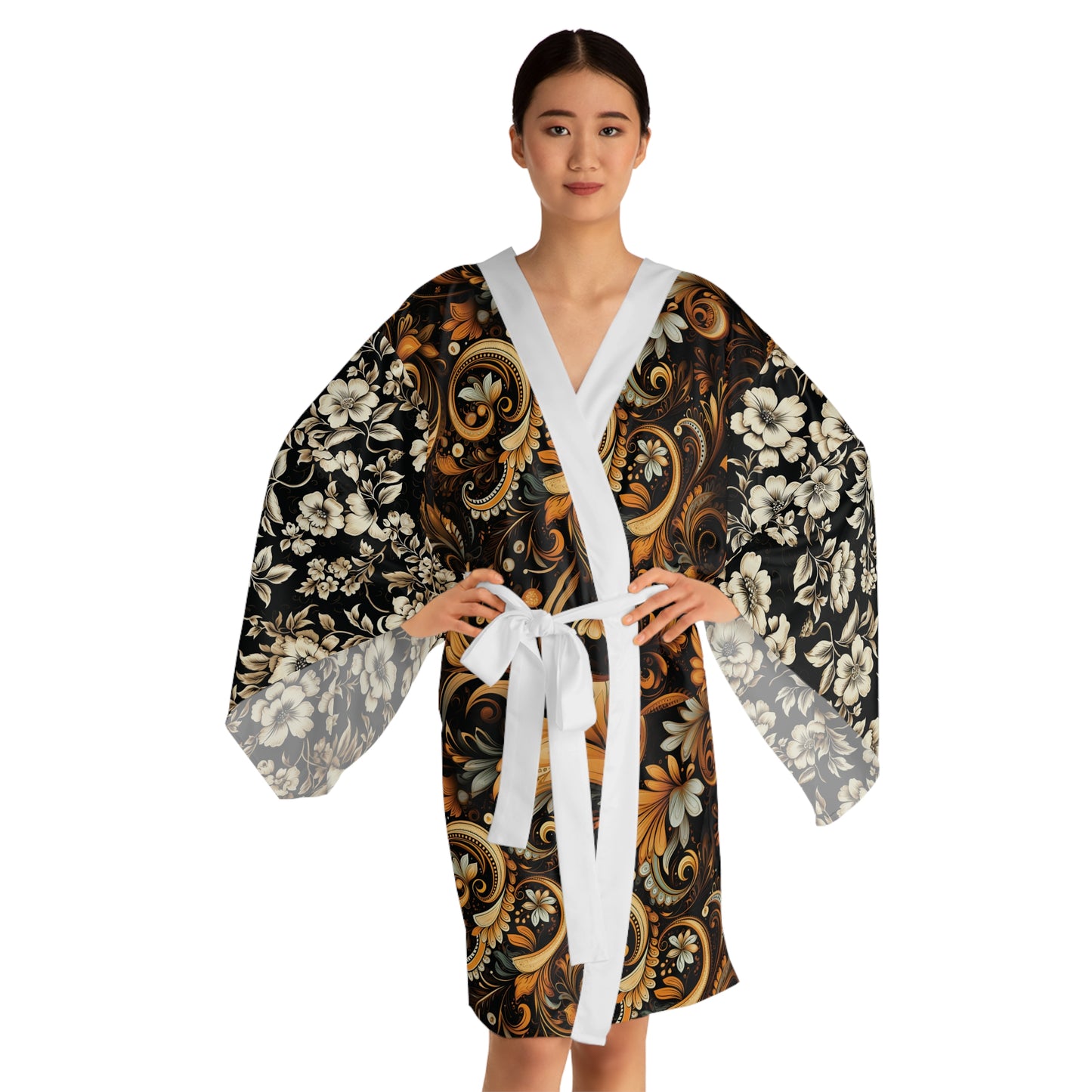 Floral Long Sleeve Kimono Robe (AOP)