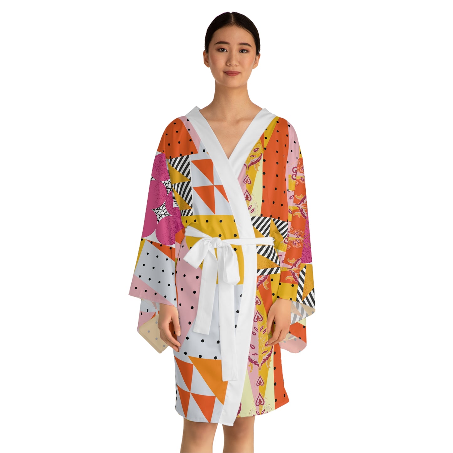 Geomatric Long Sleeve Kimono Robe (AOP)